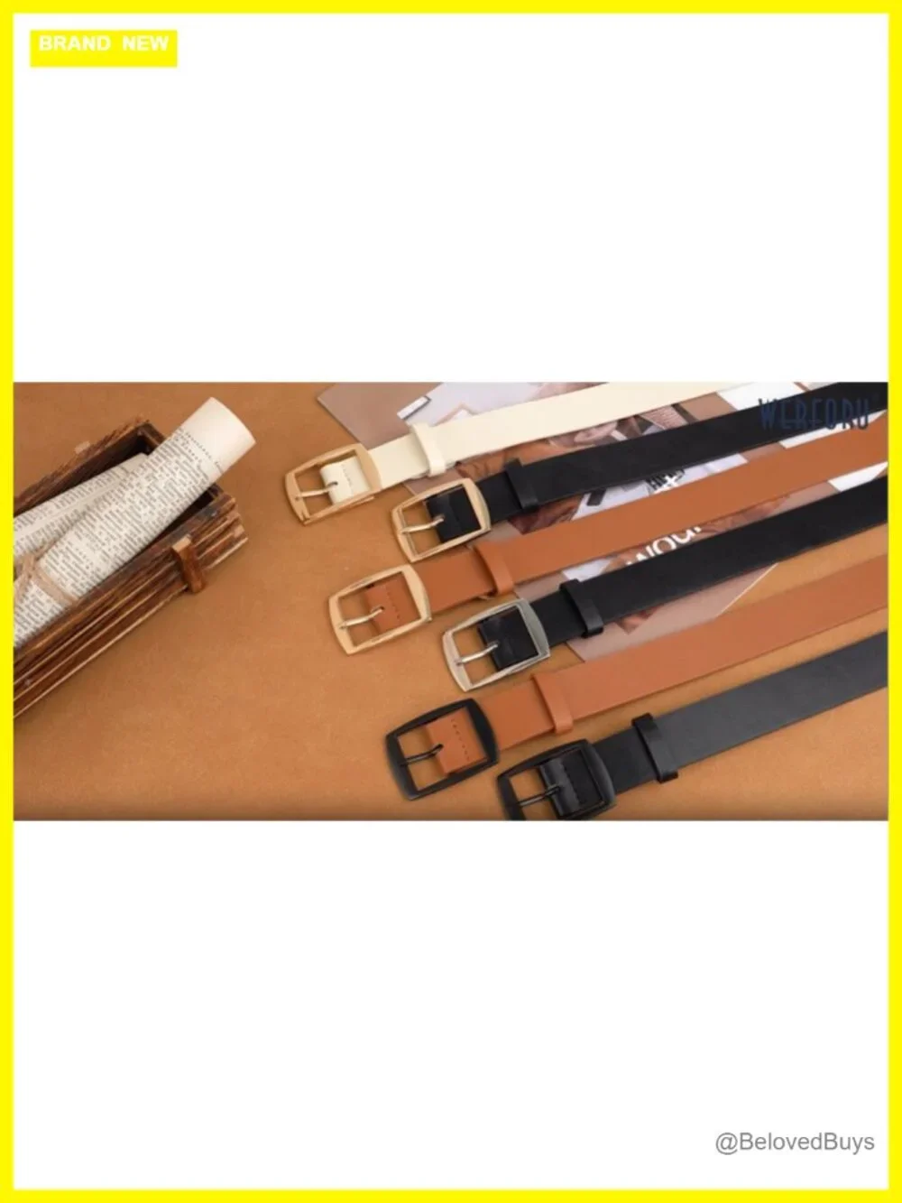 Women's PU Leather Belts with Gold Pin Buckle, 2 Pack Fashion Waistbands for